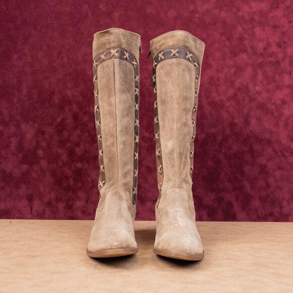 Born Women Ali Brown Distress Suede Farm Riding Knee Boots sz 9US EUR40 - Picture 3 of 10